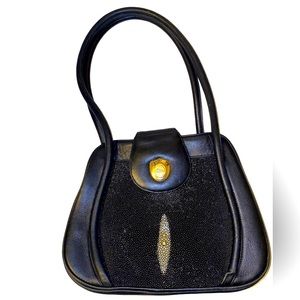 Kismet stingray exotic leather handbag purse black color